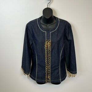 Multiples Denim Jacket with Gold Chains Size L